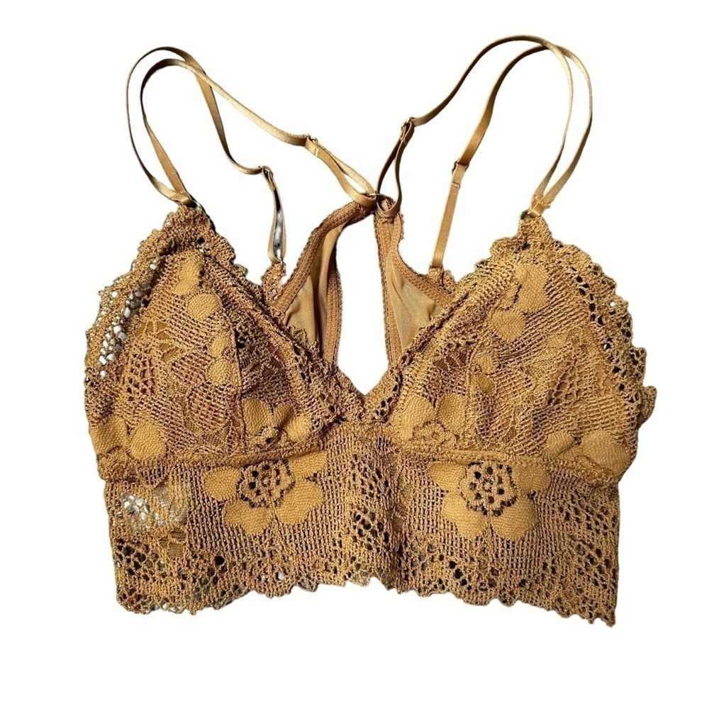Aerie Lace Bralette Mustard Summer Gold, XS